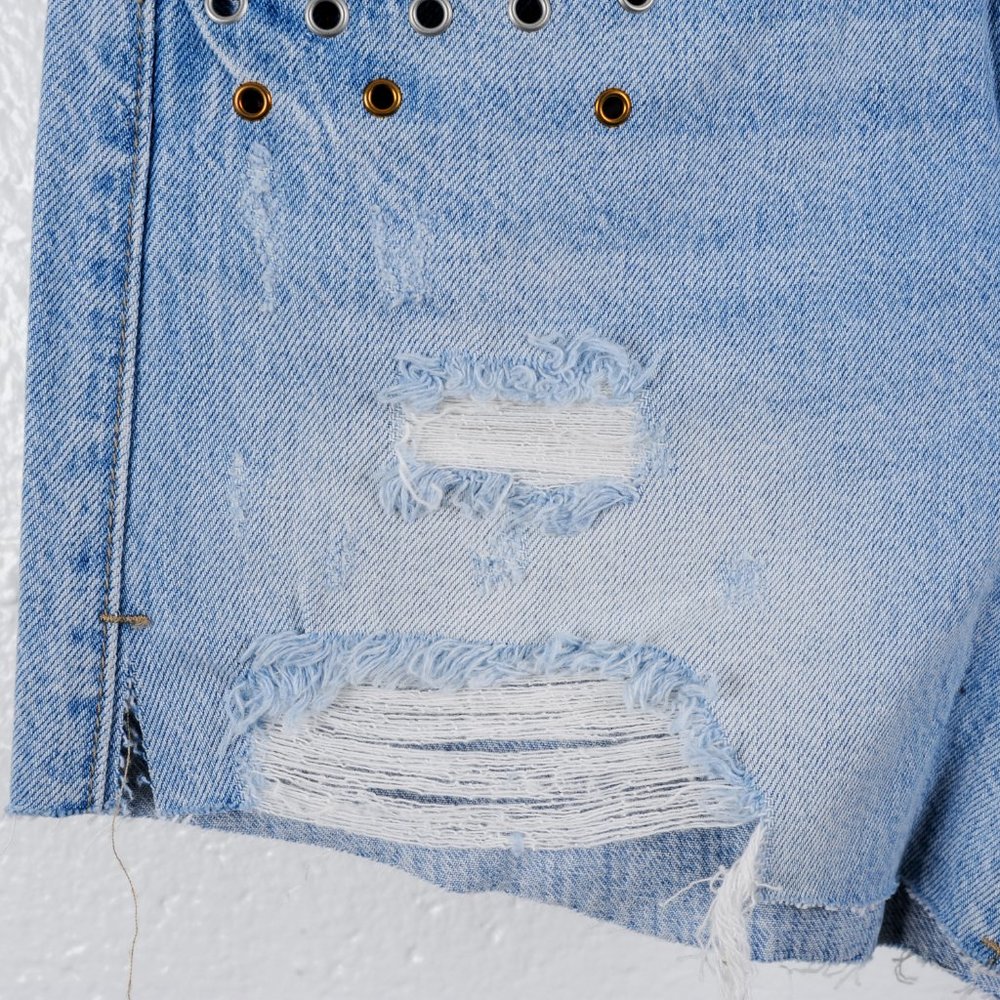Pistola High Rise Rivet Distressed Jean Shorts - Picture 5 of 7